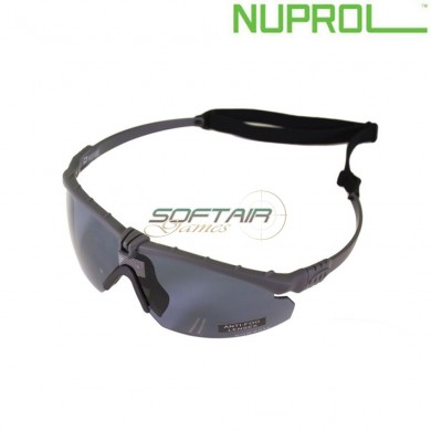 Tactical Battle Pro Eyewear Grey Frame & Smoke Lense Nuprol (nu-6042-gysm)