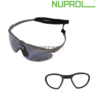 Tactical Battle Pro Eyewear Grey Frame & Smoke Lense W/insert Nuprol (nu-6042-gysm-opt)