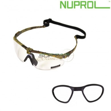 Tactical Battle Pro Eyewear Camo Frame & Clear Lense W/insert Nuprol (nu-6042-nccl-opt)