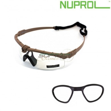 Tactical Battle Pro Eyewear Tan Frame & Clear Lense W/insert Nuprol (nu-6042-tncl-opt)