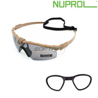 Tactical Battle Pro Eyewear Tan Frame & Smoke Lense W/insert Nuprol (nu-6042-tnsm-opt)