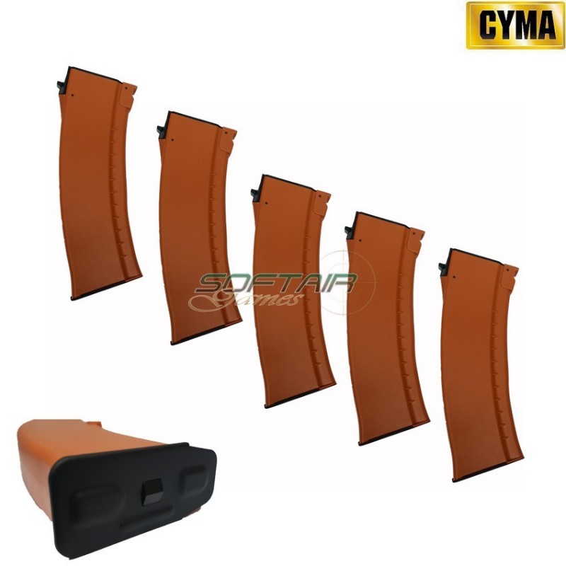 Set 5 Mid-caps Magazines 150bb Orange Ak74 Style Cyma (c72-or-5)