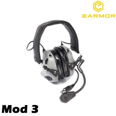 M32 Mod3 Cuffie Tactical Hearing Protection Ear-muff Grey Earmor (ea-m32-gy-mod3)