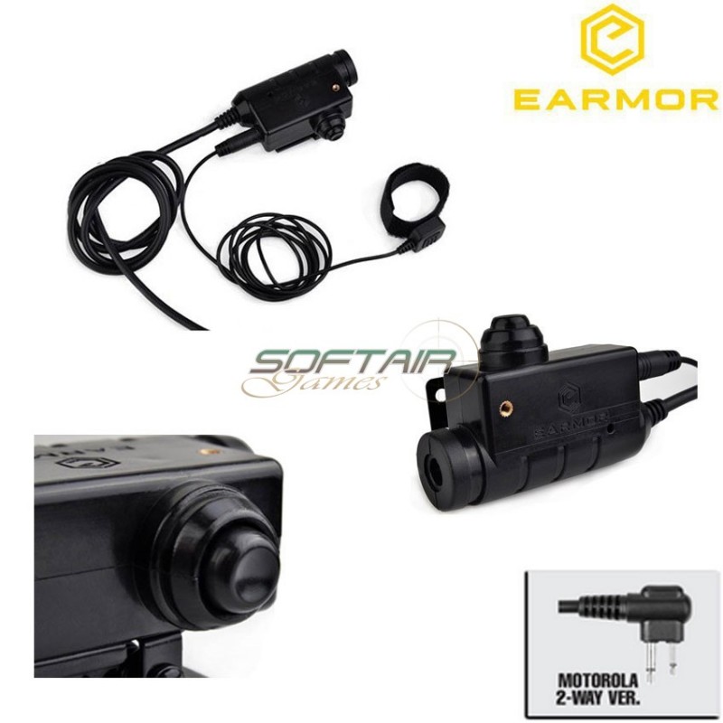 Tactical Black Military Adapter Ptt Per Motorola 2 Pin Versione Earmor (ea-m52-moto2pin)
