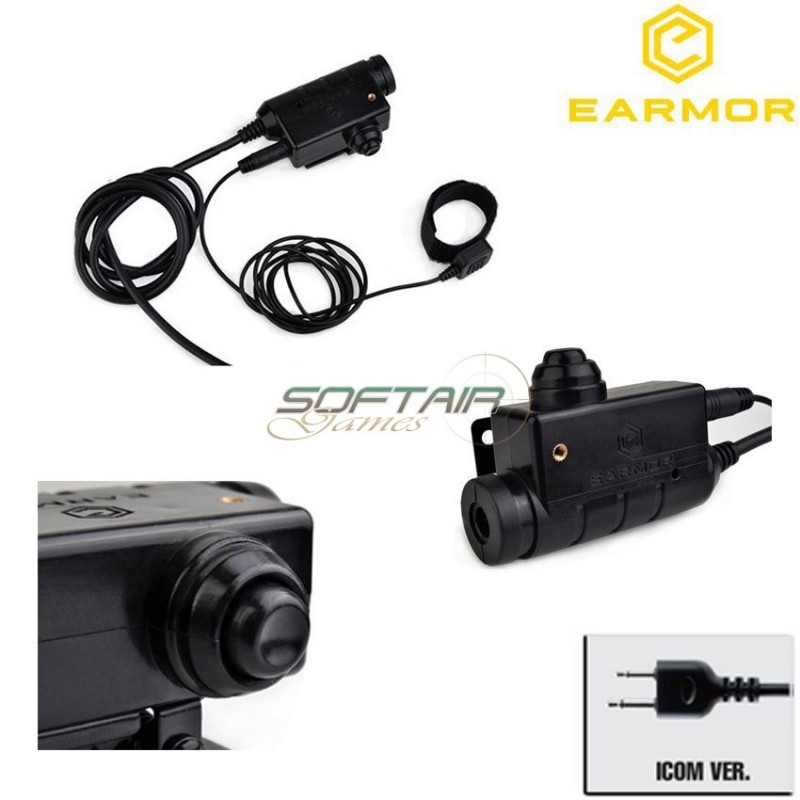 Tactical Black Military Adapter Ptt Per Icom Versione Earmor (ea-m52-icom)