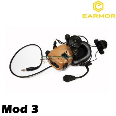 M32h Mod3 Team Wendy Model Cuffie Tactical Hearing Protection Ear-muff Coyote Brown Earmor (ea-m32h-cb-tw-mod3)