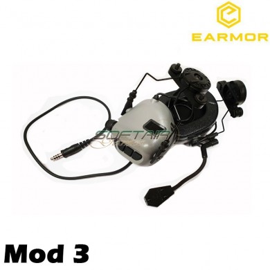 M32h Mod3 Team Wendy Model Cuffie Tactical Hearing Protection Ear-muff Grey Earmor (ea-m32h-gy-tw-mod3)