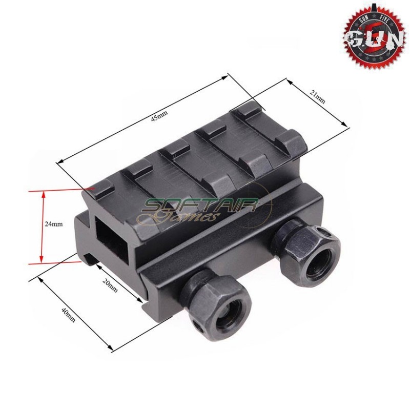 Flat Top Slitta Di Rialzo Da 24mm Short Gun Five (gf-066)