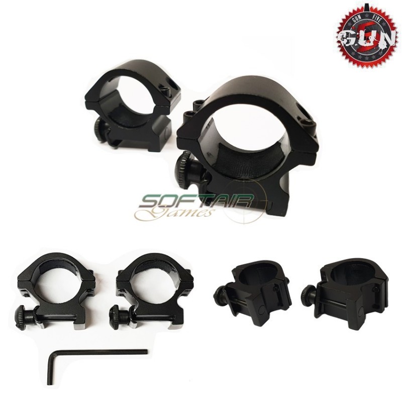 Set 2 Anelli 25mm Bassi Per 20mm Rail Gun Five (gf-132)