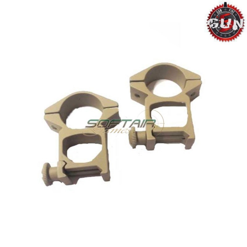 Set 2 Anelli 25mm Alti Pro Per 20mm Rail Tan Gun Five (gf-m2006-tan)