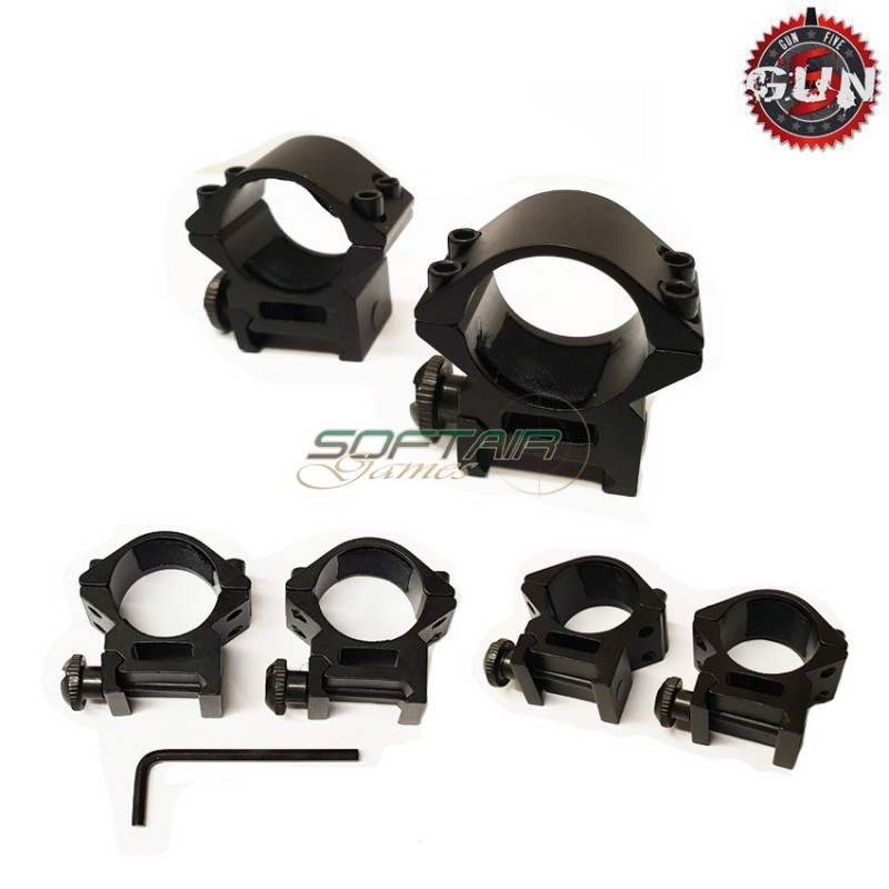 Set 2 Lows Rings 25mm Type 2 For 20mm Rail Gun Five (gf-137)