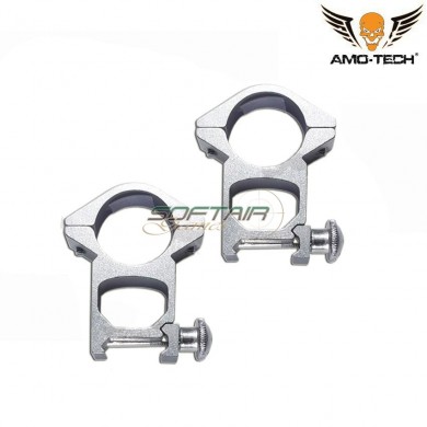 Set 2 Anelli Silver 25mm Alti Pro Per 20mm Rail Amo-tech® (amt-153-sv)