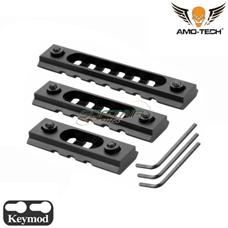 Milsim Realistic Set 3 Rails Keymod Black 3/5/7 Slots Amo-tech® (amt-236-bk)
