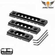 Milsim Realistic Set 3 Rails Keymod Black 3/5/7 Slots Amo-tech® (amt-236-bk)