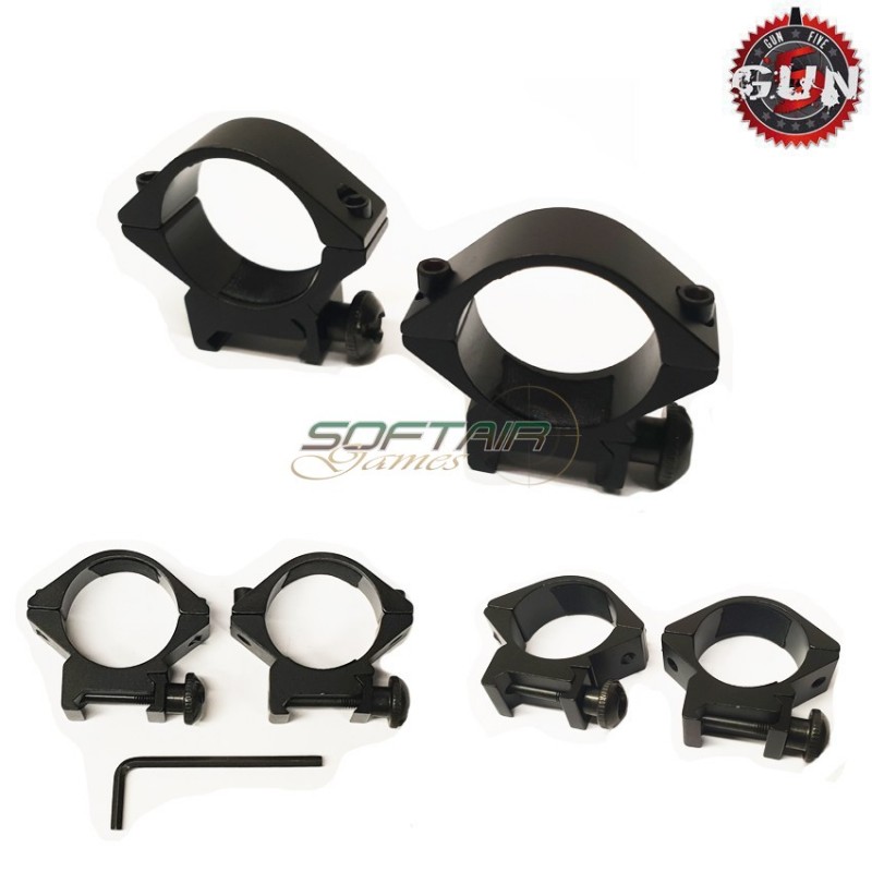 Set 2 Anelli 30mm Bassi Per 20mm Rail Gun Five (gf-144)