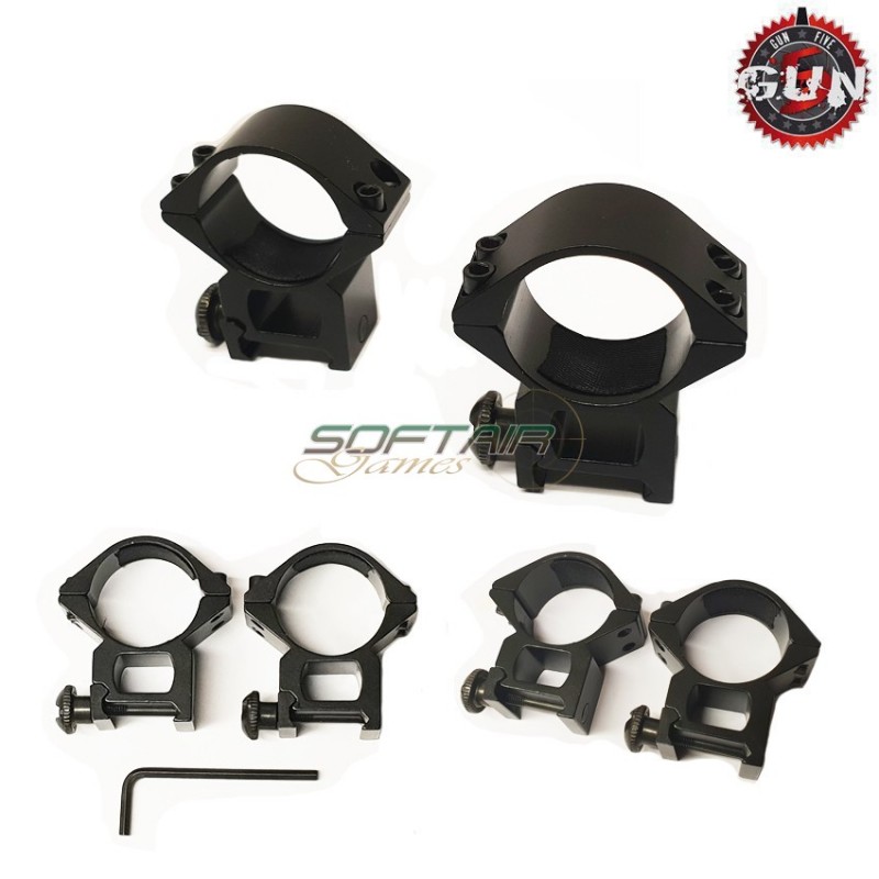 Set 2 Anelli 30mm Alti Per 20mm Rail Gun Five (gf-146)