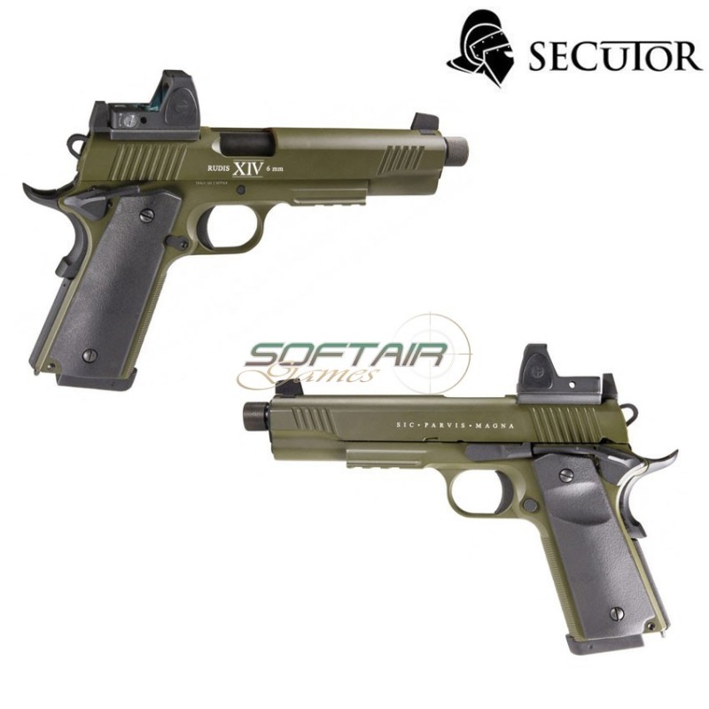 Pistola A Co2 Rudis Magna Xiv 1911 Olive C/red Dot Secutor (sr-sar0029)