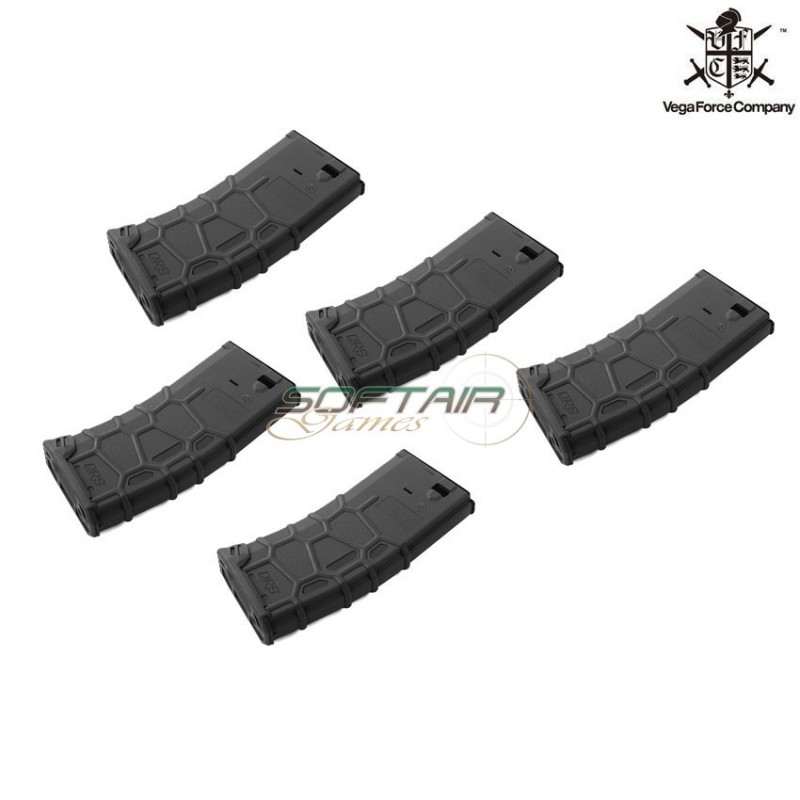 Set 5 Mid-caps M4 Qrs Magazines Black 120bb Polymer Vfc (vf9-120bk01-5)