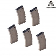 Set 5 Caricatori Qrs Dark Earth Maggiorati 300bb Polimero M4 Vfc (vf9-300tn01-5)