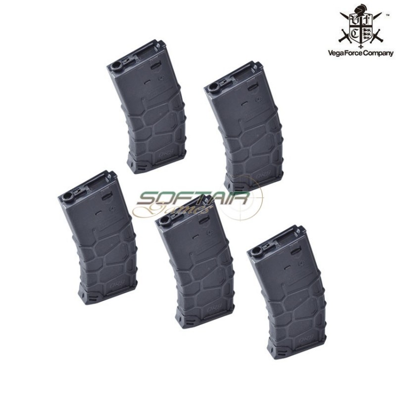 Set 5 Caricatori Qrs Black Maggiorati 300bb Polimero M4 Vfc (vf9-300bk01-5)