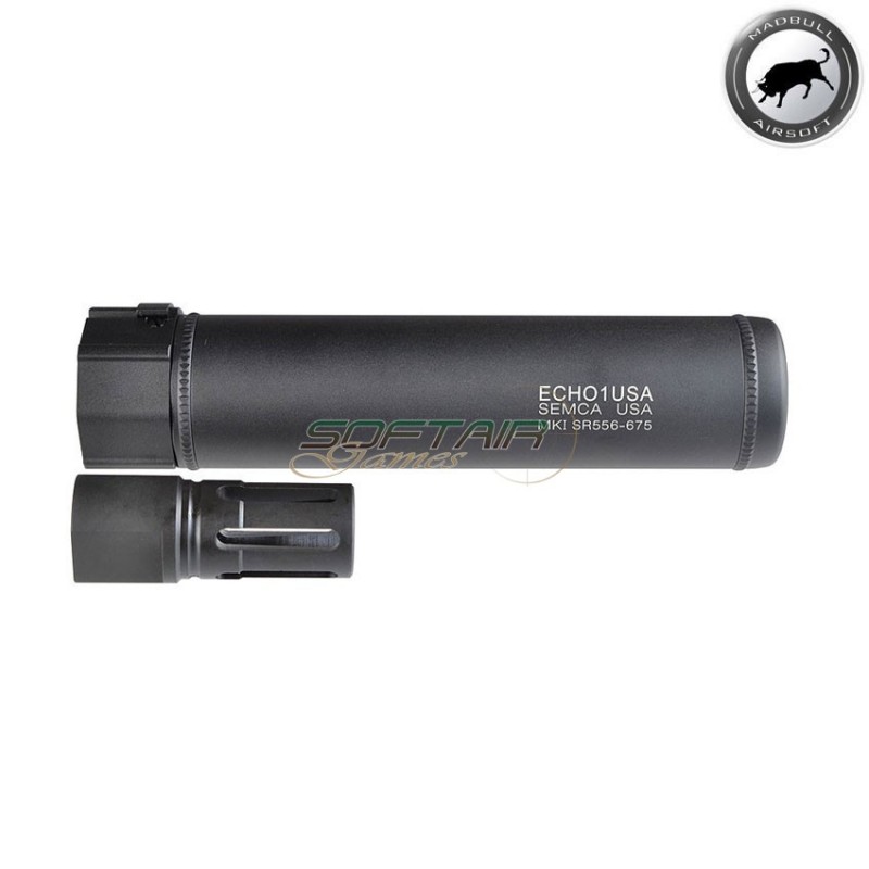 Echo1 Mk1 Sr556 6.75" Black Silenziatore & Spegnifiamma Madbull (mb-sr556-675-bk)