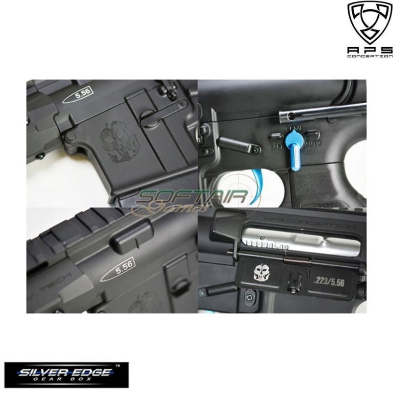 Electric Rifle Black C/blue Asr122 Ghost Patrol Aps (aps-ap-122-b)