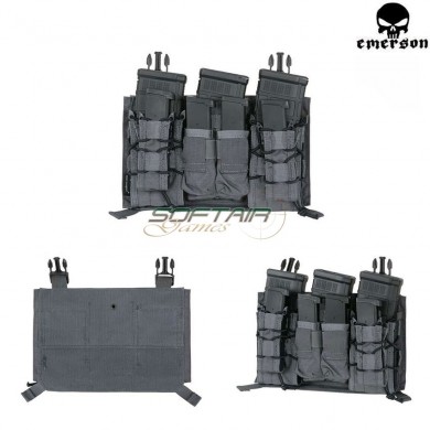 Velcro Triple Panel 5.56/9mm Wolf Grey For Vest 419/420 Type Emerson (em9337wg)