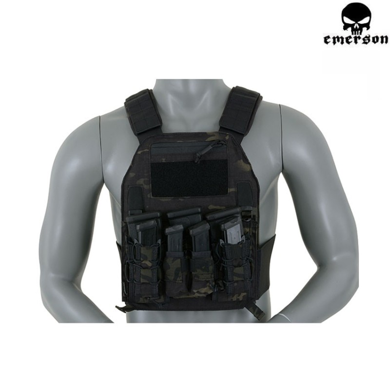 Velcro Triple Panel 5.56/9mm Multicam® Black Genuine Usa For Vest 419/420 Type Emerson (em9335mcbk)