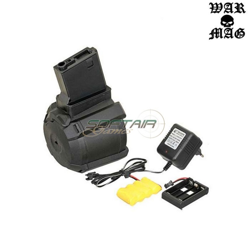 Electric Magazine 1200bb Drum M4/m16 Sound Control Black Warmag (wm-fbp1834-bk)