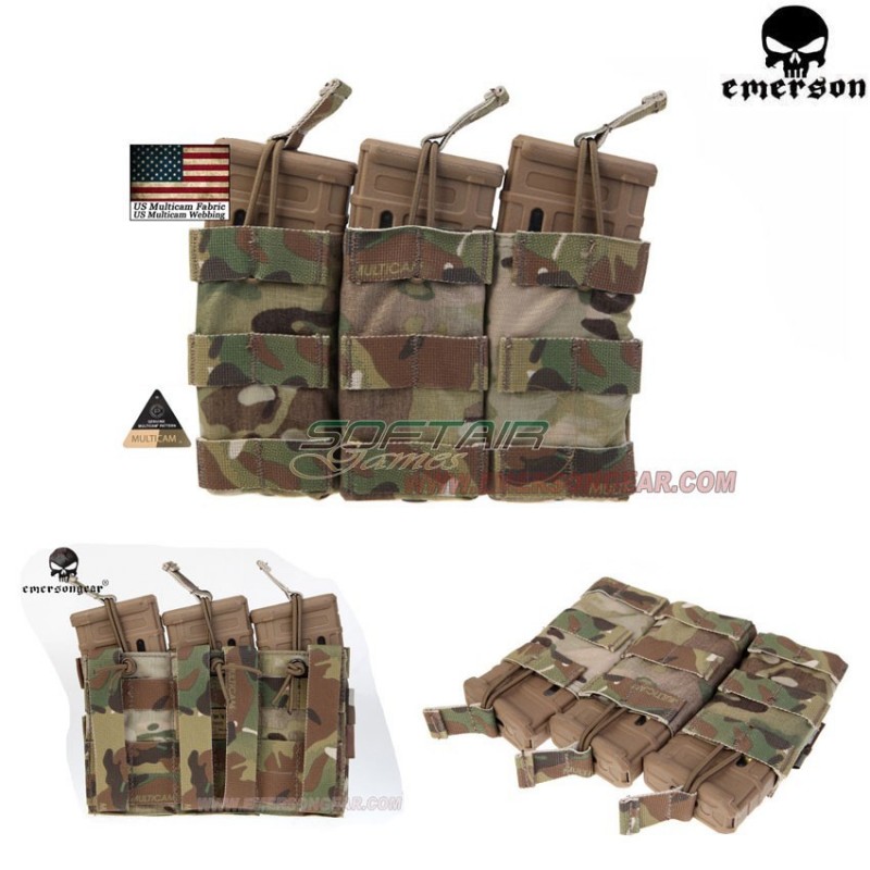 Triple 5.56 Open Top Magazine Pouch Multicam® Genuine Usa Emerson (em6355mc)
