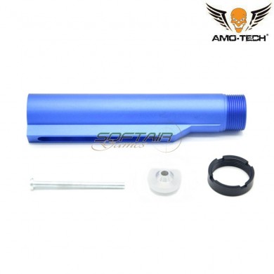 Milspec Stock Tube Si Style Blue Aluminum Cnc For Aeg M4/m16 Amo-tech® (amt-as-m4-122-bl)