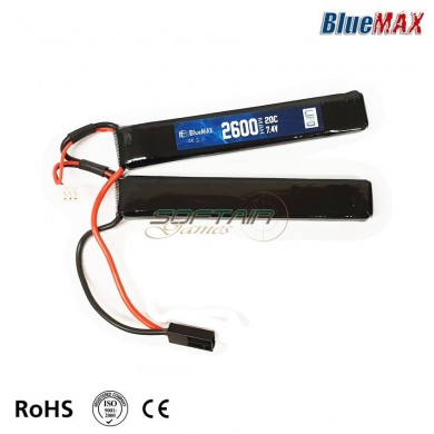 Batteria Lipo Connettore Mini Tamiya 7.4v X 2600mah 20c Cqb Type Bluemax-power® (bmp-7.4x2600-cqb)