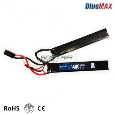 Batteria Lipo Connettore Mini Tamiya 7.4v X 1400mah 20c Cqb Type Bluemax-power® (bmp-7.4x1400-cqb)