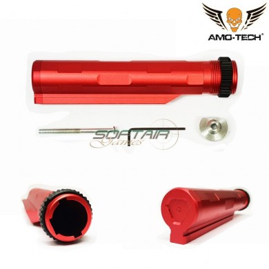 Tubo Calcio Milspec Si Style Red Alluminio Cnc Per Aeg M4/m16 Amo-tech® (amt-as-m4-122-rd)