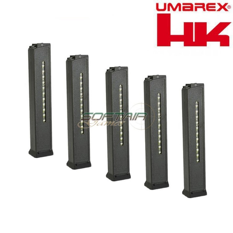 Set 5 Caricatori Maggiorati 420bb C/dummy Bullets Black Per Ump Ufc/h&k/ares Umarex (um-mg-007-5)