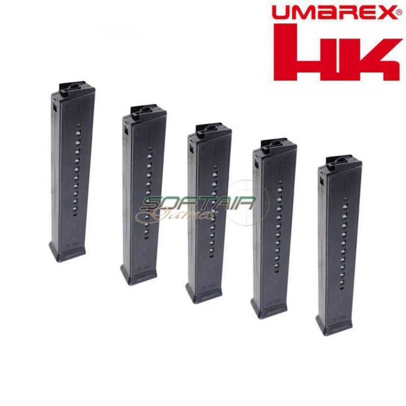 Set 5 Mid-caps Magazines 110bb Black For Ump Ufc/h&k/ares Umarex (um-mg-008-5)