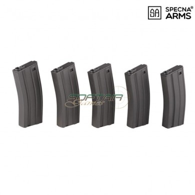 Set 5 Mid-caps Magazines Grey 100bb Metal For M4 Specna Arms® (spe-05-016311)