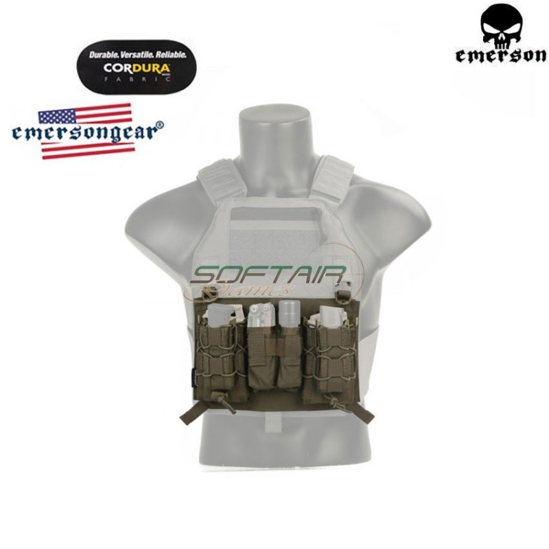 Velcro Triple Panel 5.56/9mm Ranger Green® Genuine Usa For Vest 419/420 Type Emerson (emb9335rg)