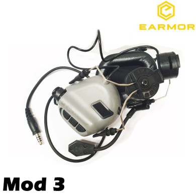 M32h Mod3 Arc Model Cuffie Tactical Hearing Protection Ear-muff Grey Earmor (ea-m32h-gy-arc-mod3)