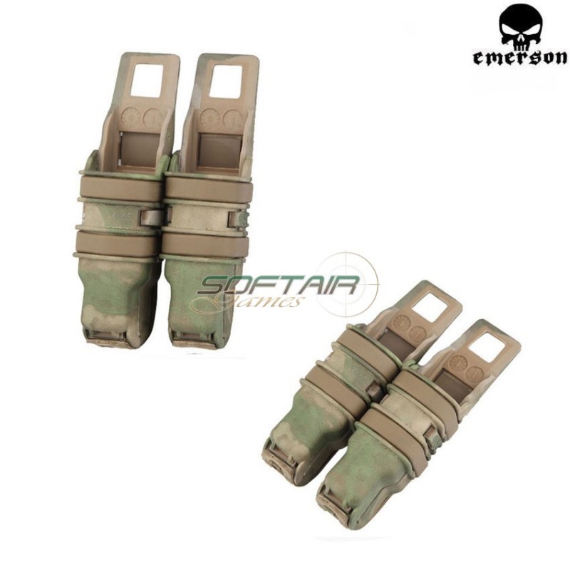 Double Rigid Fast Pistol Mag Pouch Atacs Foliage Green  Emerson (em6351atfg)