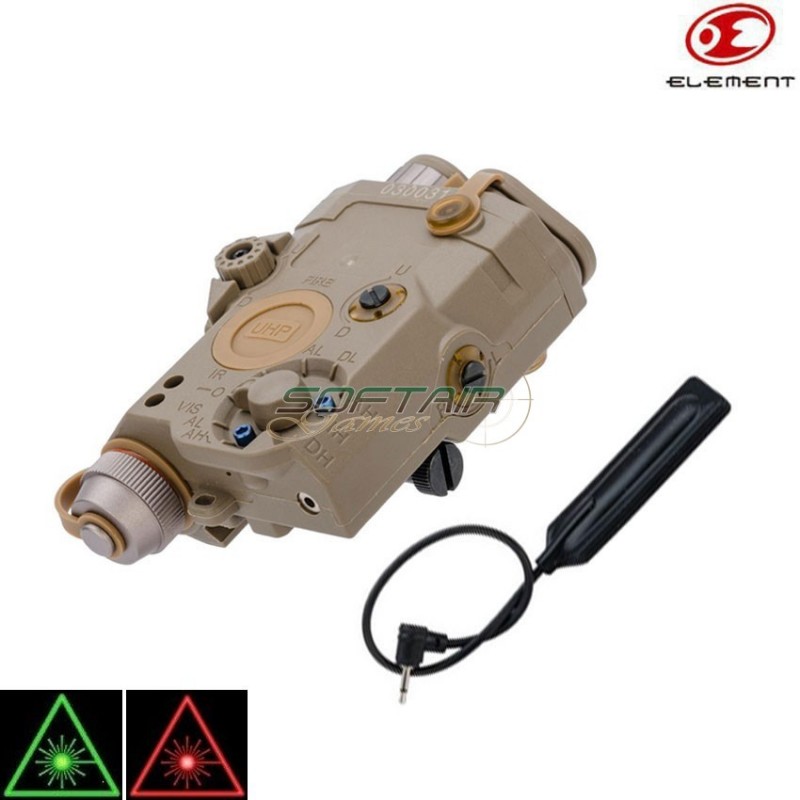 Peq-15 La-5c Uhp Dark Earth Flashlight/laser Red/laser Green Element (el-ex450-de)