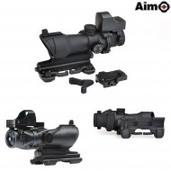 Acog 4x32 C/qd Mount Scope Illuminato + Mini Red Dot Black Aim-o (ao5321-bk)