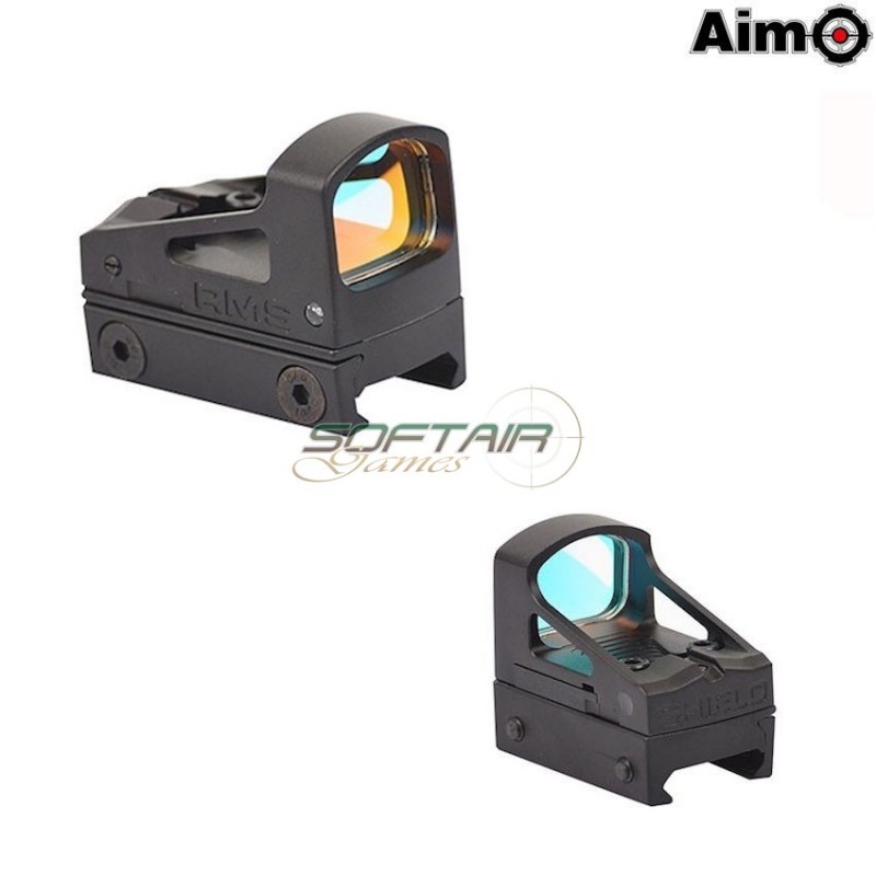 Red Dot Rms Type Reflex W/vented Mount & Spacer Black Aim-o (ao6006-bk)