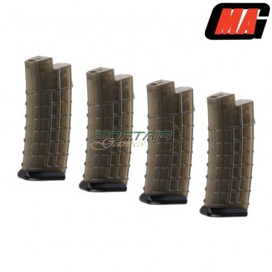 Set 4 Mid-caps Magazines Clear Black 170bb Polymer For Aug Aeg Mag (mag-012)