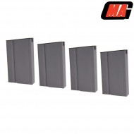 Set 4 Mid-caps Magazines Mass Grey 190bb Steel For M14 Aeg Mag (mag-014)