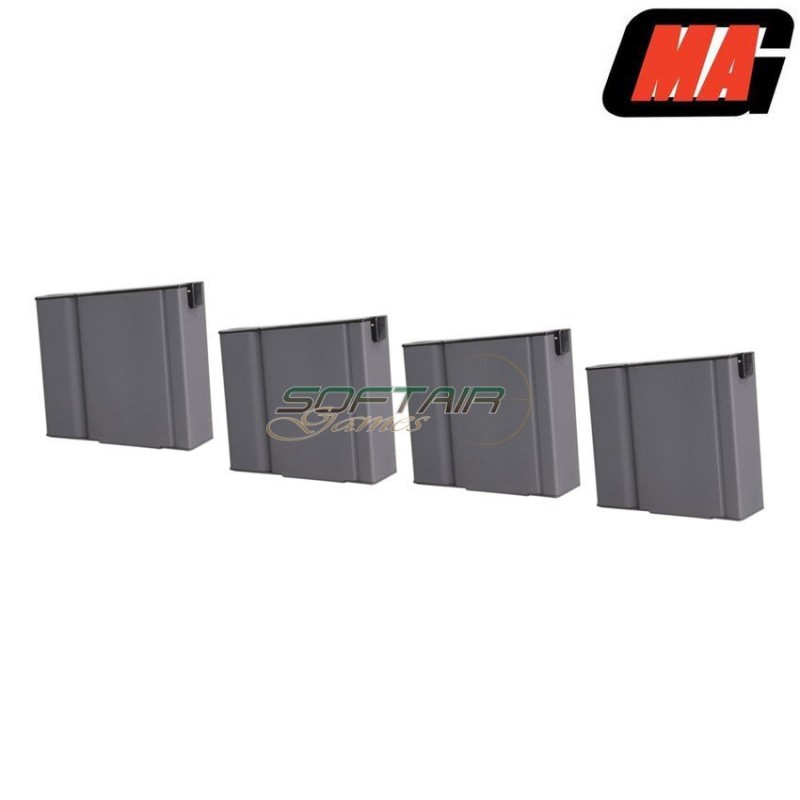 Set 4 Caricatori Monofilari Short Mass Grey 70bb Acciaio Per M14 Aeg Mag (mag-017)