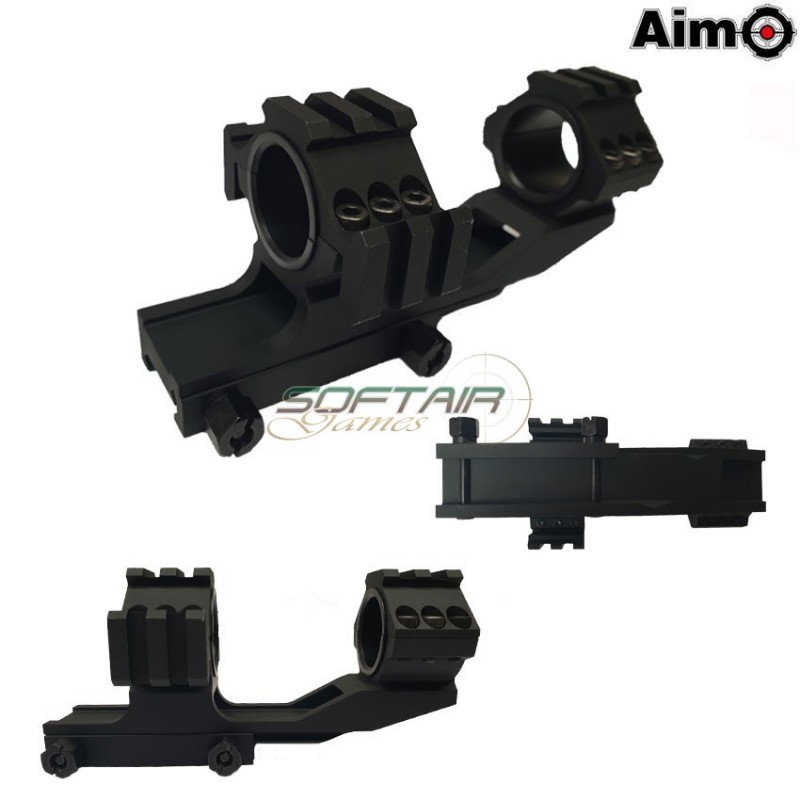 Scope Mount Tri Side 25.4mm/30mm Extend Ring Black Aim-o (ao9033-bk)