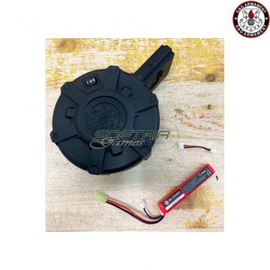 Combo With Lipo Battery Electric Auto Drum Magazine 2300bb M4/m16 Aeg Black G&g (gg-08170)