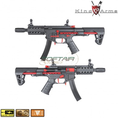 Electric Rifle Pdw 9mm Sbr Shorty Black & Red King Arms (ka-ag-229-br)