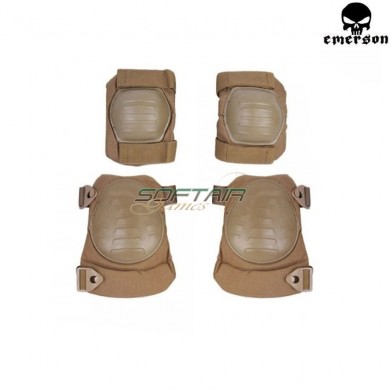 Set Knee & Elbow Pads Coyote Brown Military Type Emerson (em7065b)